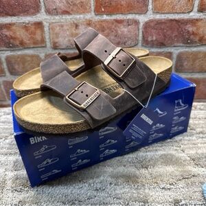 Birkenstock 39 regular fit Arizona leather sandals brown women Sz 8